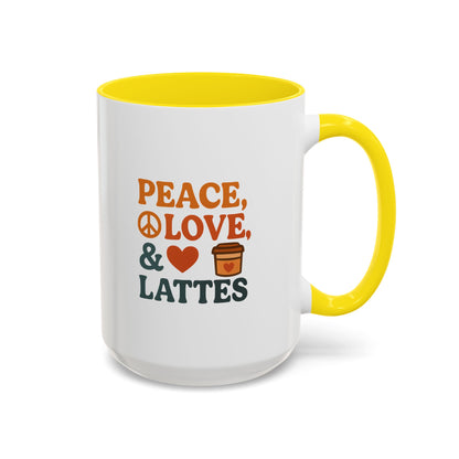 Peace, Love & Lattes Coffee Mug | Accent Mug for Coffee Lovers | Gift for Baristas, Friends, Home Decor, Kitchen Essentials