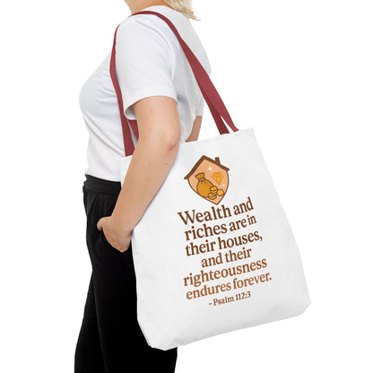 Inspirational Tote Bag with Psalm 112:3 Quote, Motivational Gift, Reusable Shopping Bag, Bible Verse Tote, Religious Accessory, [...]