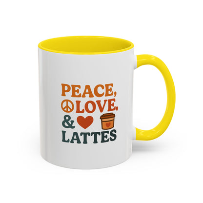 Peace, Love & Lattes Coffee Mug | Accent Mug for Coffee Lovers | Gift for Baristas, Friends, Home Decor, Kitchen Essentials