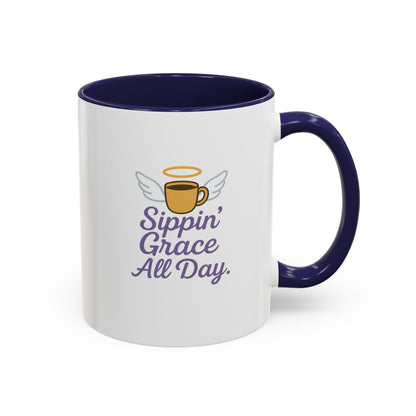 Sippin' Grace All Day Coffee Mug, Cute Coffee Cup, Inspirational Mug, Gift for Coffee Lovers, Perfect for Any Occasion