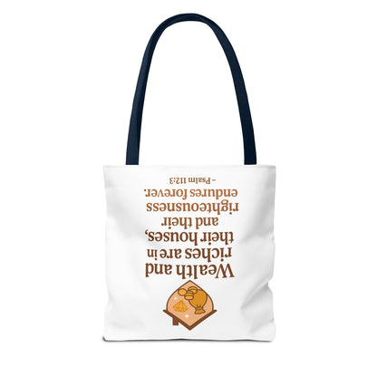 Psalm 112:3 Bible Verse Tote Bag