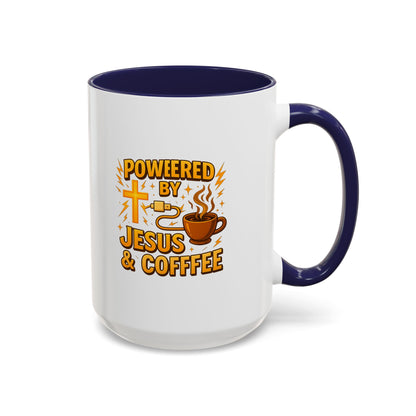 Coffee Lover's Accent Mug - Powered by Jesus & Coffee, Inspirational Drinkware, Christian Gift, Coffee Enthusiast, Religious Mug, [...]