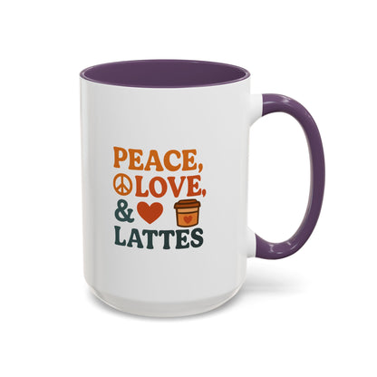 Peace, Love & Lattes Coffee Mug | Accent Mug for Coffee Lovers | Gift for Baristas, Friends, Home Decor, Kitchen Essentials