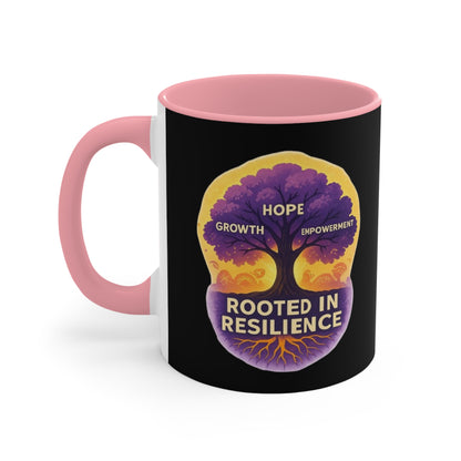 Accent Mug — Rooted in Resilience Tree Design (Hope • Growth • Empowerment)