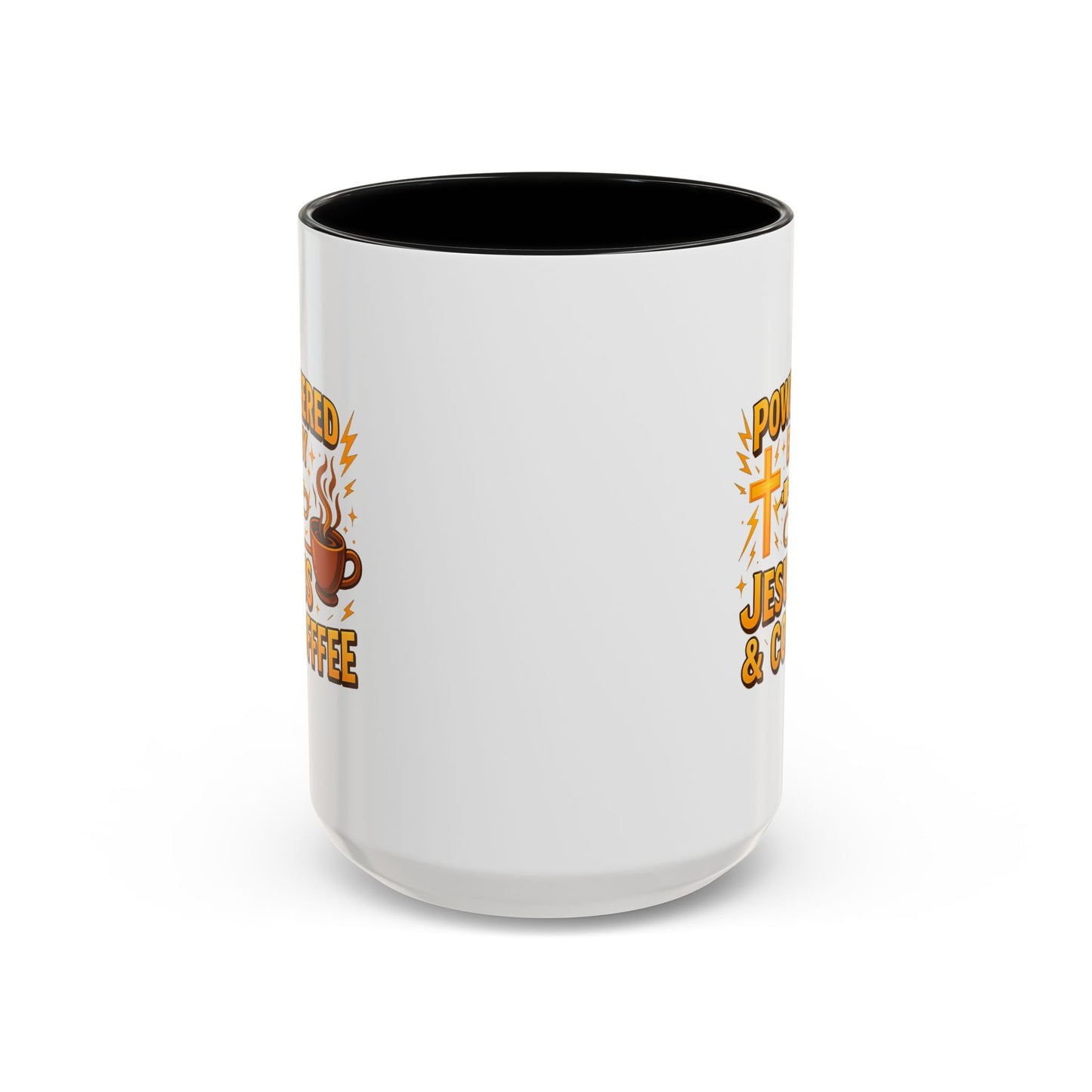 Coffee Lover's Accent Mug - Powered by Jesus & Coffee, Inspirational Drinkware, Christian Gift, Coffee Enthusiast, Religious Mug, [...]