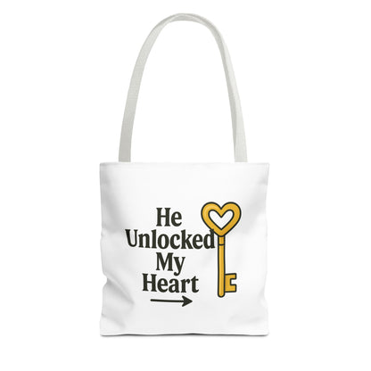 Heart Unlocking Quote Tote Bag, Valentine's Gift, Love Theme, Stylish Shoulder Bag, Perfect for Everyday Use, Cute Fashion Accessory