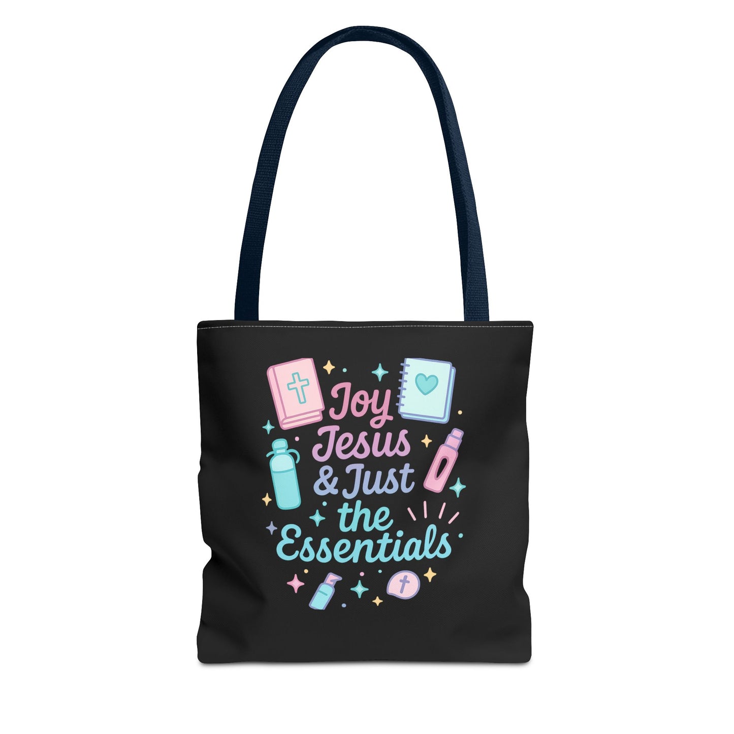 Joyful Essentials Tote Bag for Faith Lovers, Christian Canvas Bag, Unique Gift for Church, Bible Study, Everyday Use, Stylish Carryall