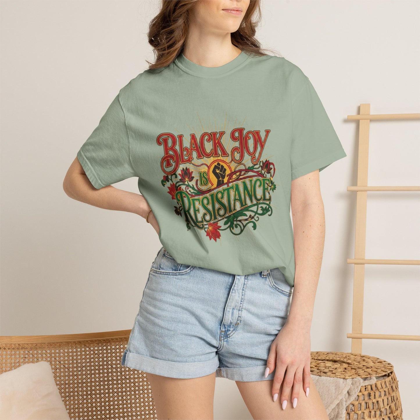 T-Shirt — “Black Joy is Resistance” Floral Graphic Tee