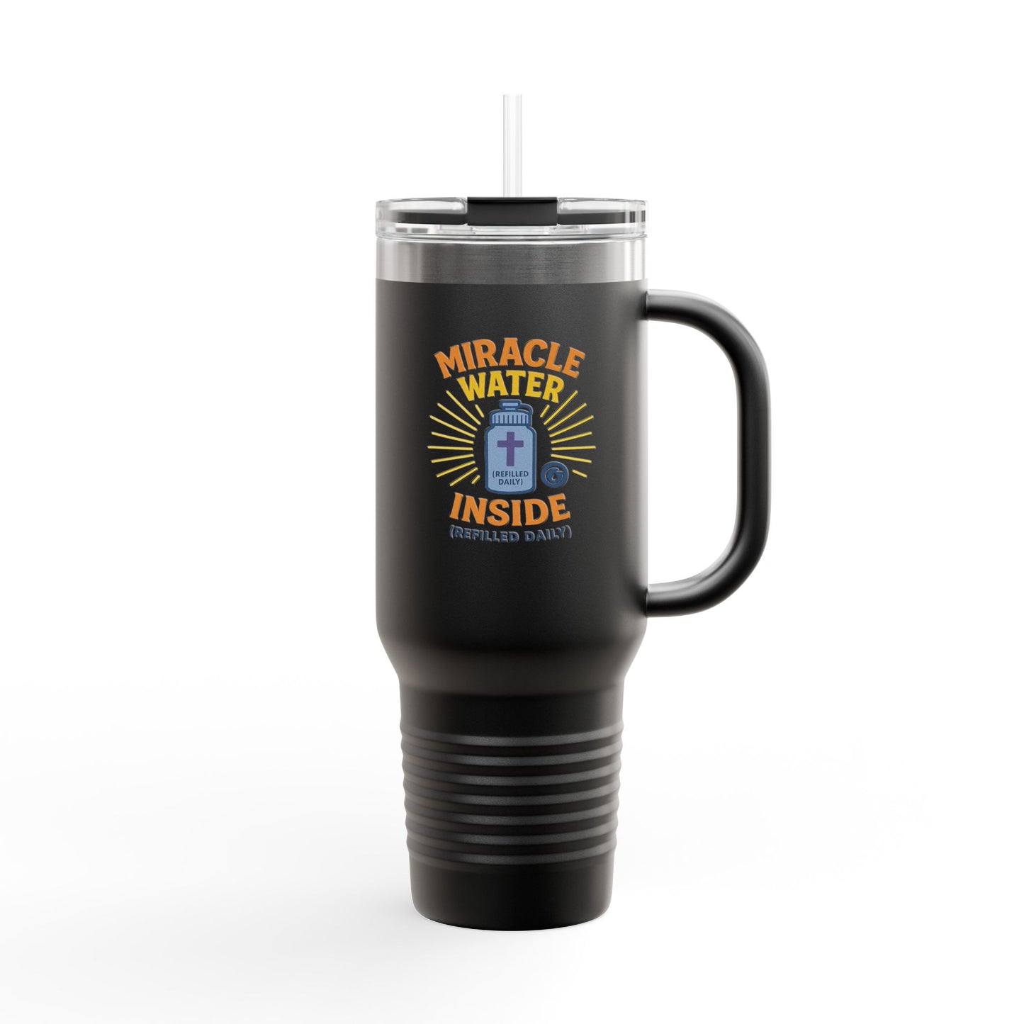 Miracle Water Insulated Travel Mug - 40oz, Eco-Friendly Tumbler, Stylish Stemless Cup, Perfect for Travel, Daily Use, Gift Idea