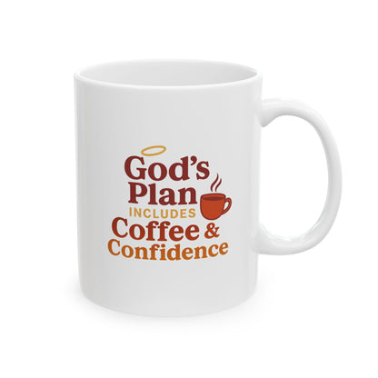 God's Plan Indulges Coffee Confidence Coffee Lovers Ceramic Mug - Great for Gifts, Kitchen Decor, Office Use, Tea or Coffee