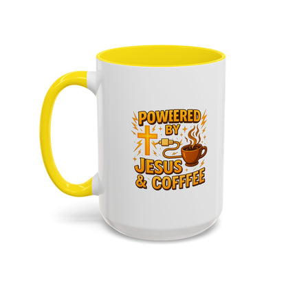Coffee Lover's Accent Mug - Powered by Jesus & Coffee, Inspirational Drinkware, Christian Gift, Coffee Enthusiast, Religious Mug, [...]