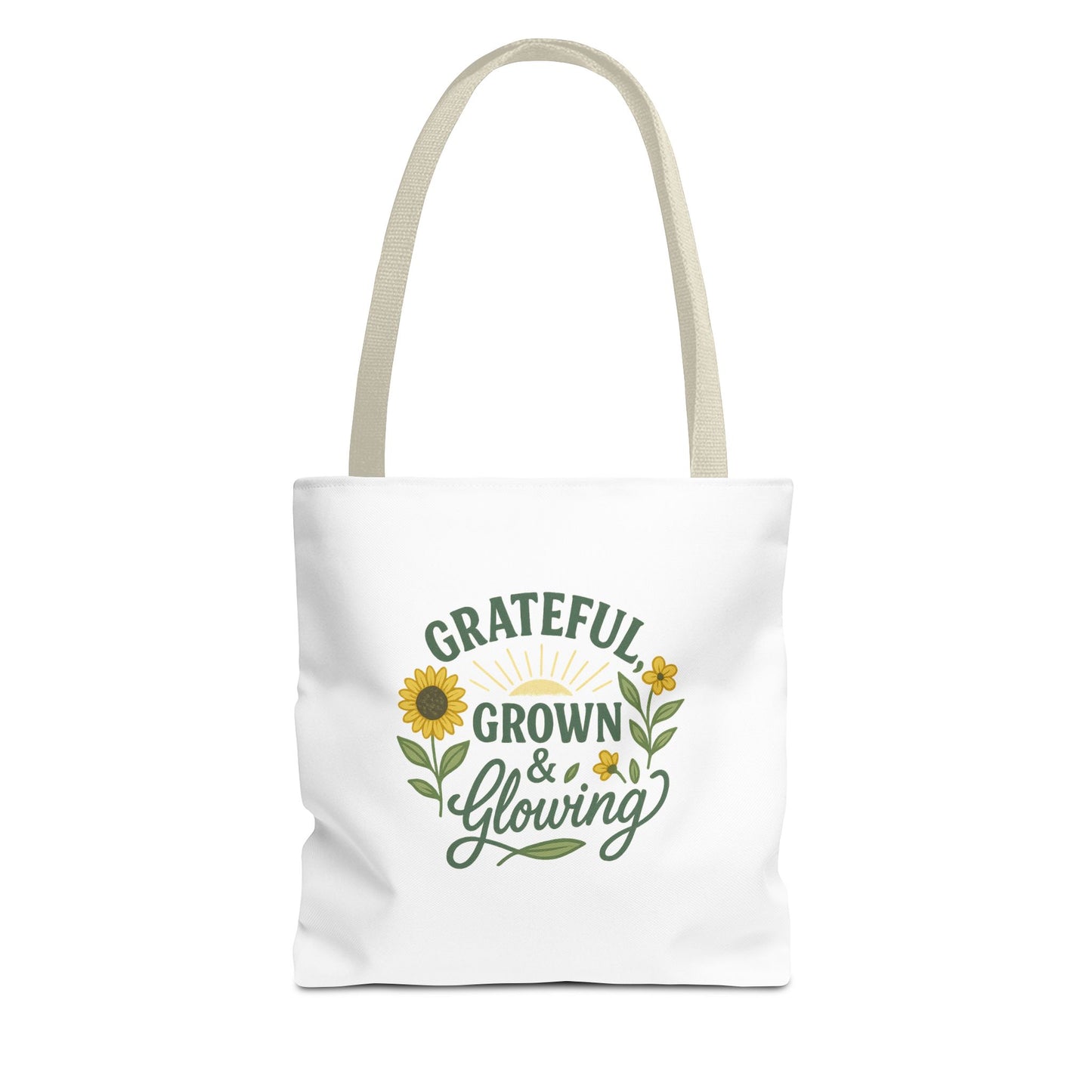 Grateful & Growing Tote Bag, Inspirational Gift, Eco-Friendly Shopper, Floral Design, Sunflower Tote, Everyday Use, Life's Little Joys