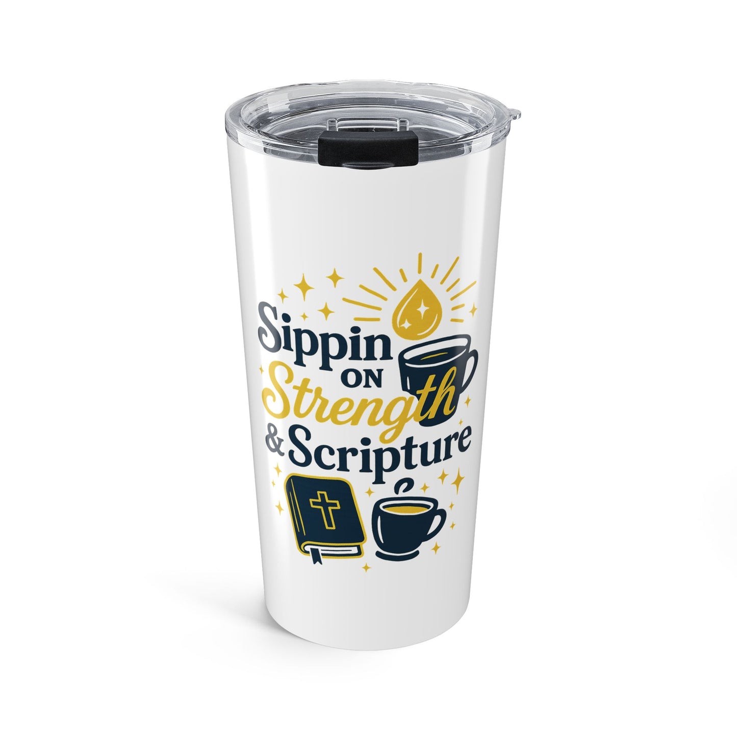 Faith-Inspired 20oz Tumbler - 'Sippin on Strength & Scripture' Coffee Mug for Bible Study, Christian Gifts, Inspirational Drinkware