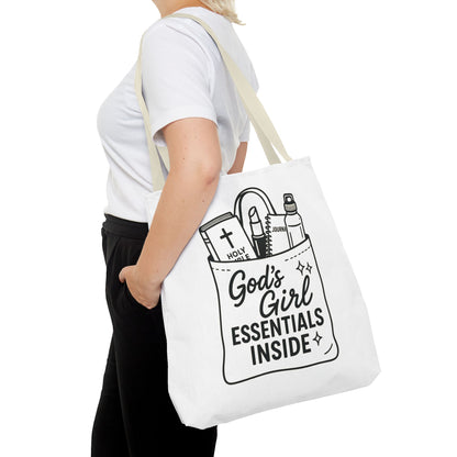 God's Girl Essentials Tote Bag | Motivational Bag for Women, Christian Gifts, Spiritual Tote, Everyday Purse, Faith-Inspired Accessory