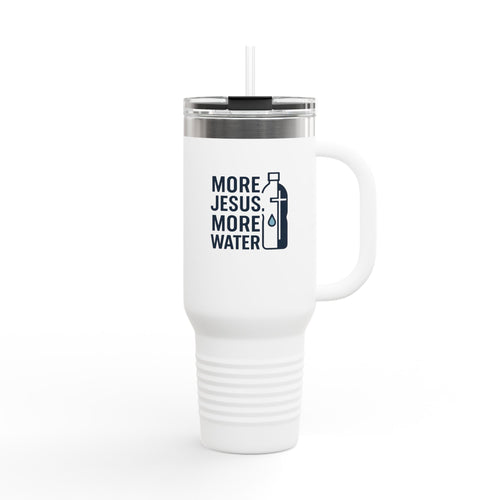 More Jesus, More Water Inspirational Insulated Travel Mug - 40oz, Motivational Water Bottle, Faith-Based Tumbler, Perfect for Coffee & Tea Lovers, Great Gift Idea
