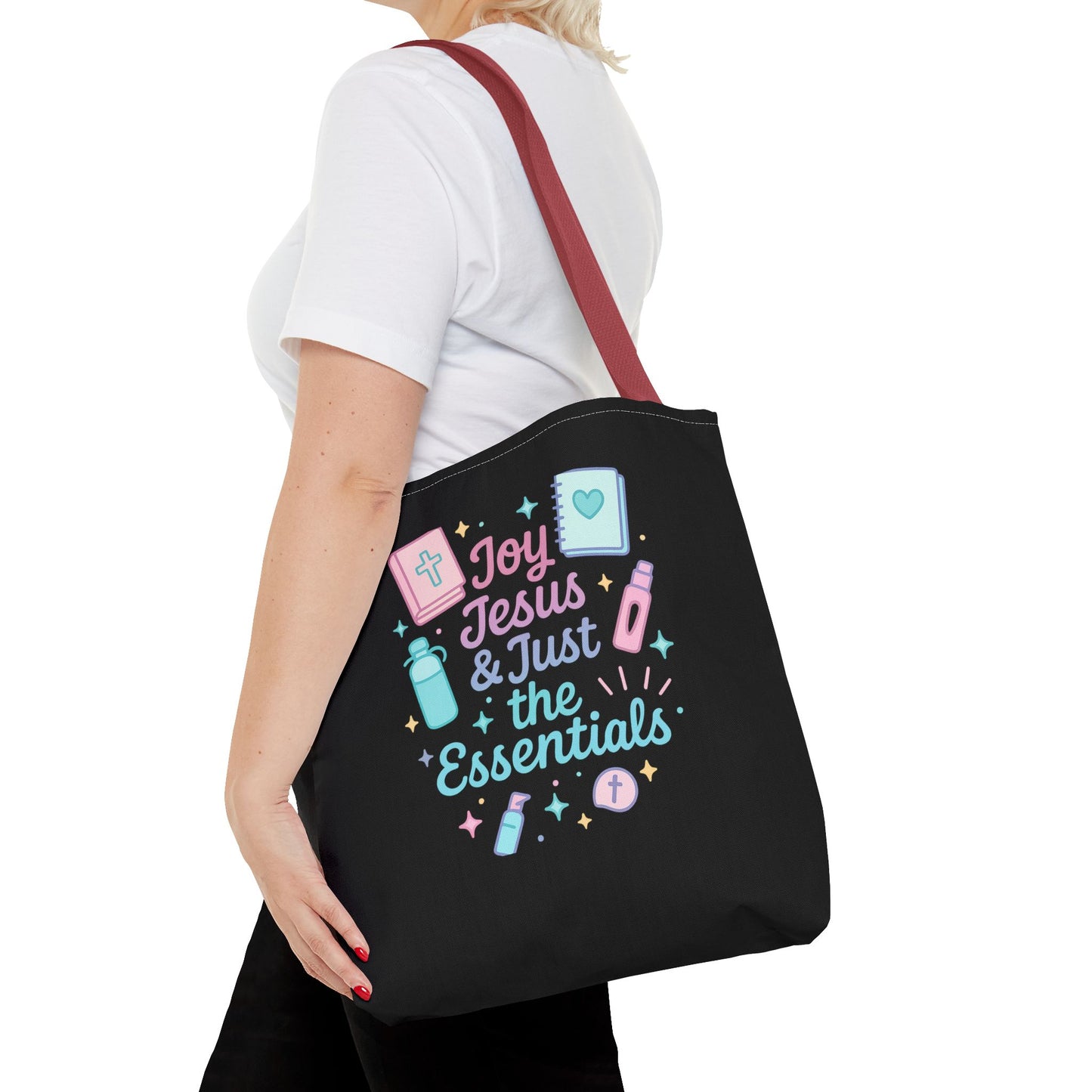 Joyful Essentials Tote Bag for Faith Lovers, Christian Canvas Bag, Unique Gift for Church, Bible Study, Everyday Use, Stylish Carryall
