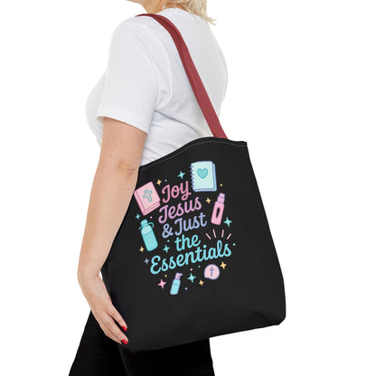 Joyful Essentials Tote Bag for Faith Lovers, Christian Canvas Bag, Unique Gift for Church, Bible Study, Everyday Use, Stylish Carryall