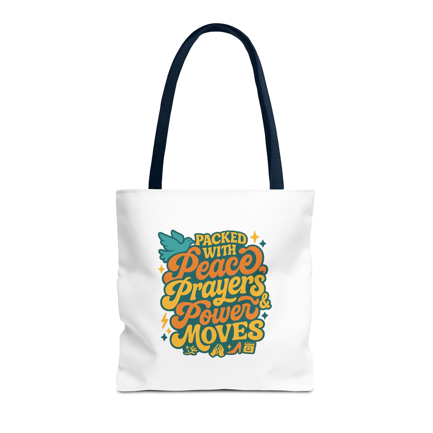 Peace Prayers Power Moves Tote Bag - Eco-Friendly Reusable Shopping Bag, Gift for Spiritual Friends, Motivational Gift, Stylish [...]