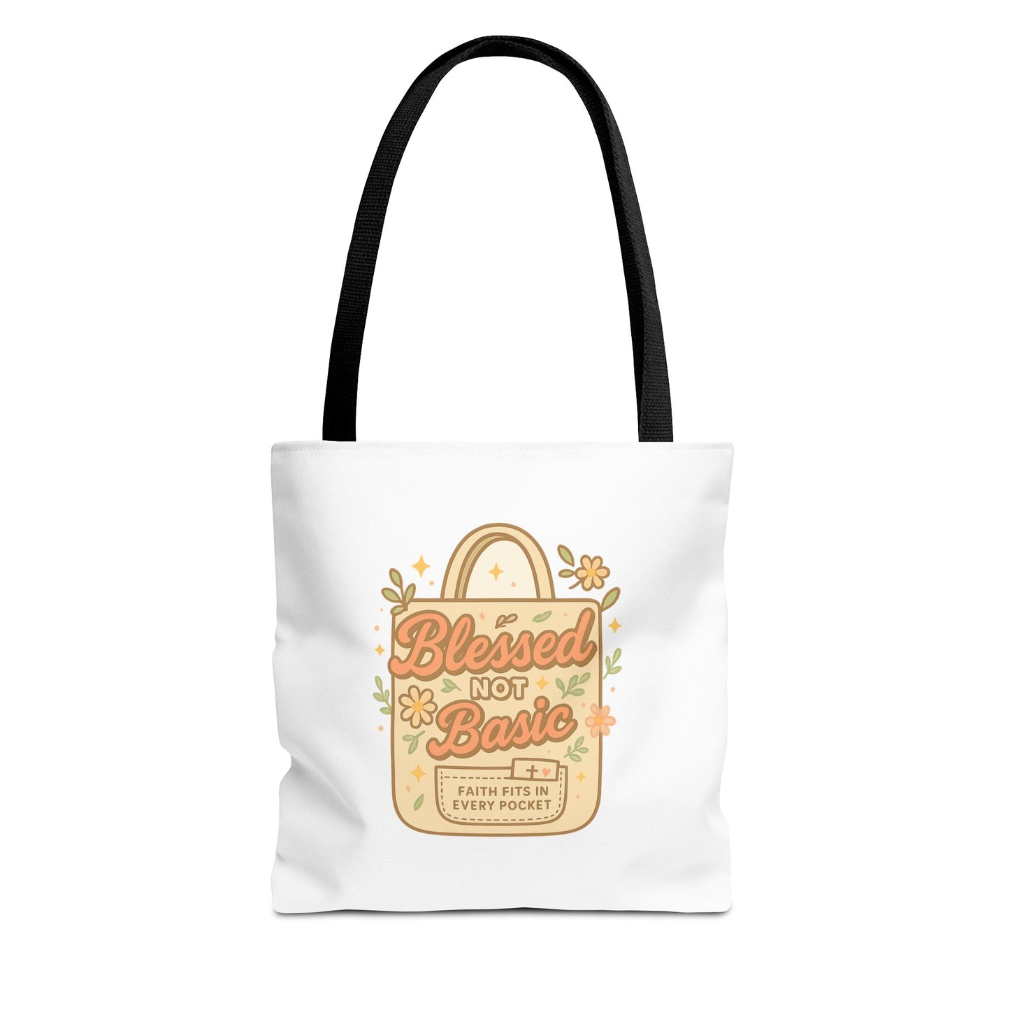 Blessed Not Basic Tote Bag, Trendy Eco-Friendly Canvas
