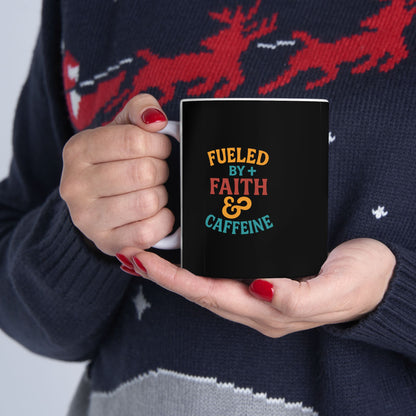Fueled By Positive Faith &amp; Caffeine Inspirational Ceramic Mug - Motivational Coffee Cup for Gift, Home, Office, Birthdays, Holidays