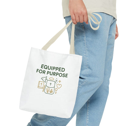 Inspirational Tote Bag - Equipped for Purpose, Motivational Gift, Everyday Carry, Christian Tote, Eco-Friendly Bag