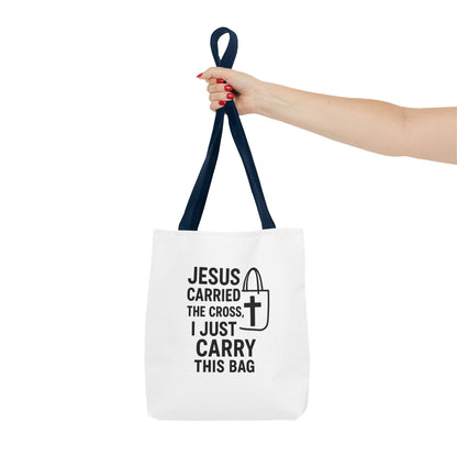 Christian Tote Bag - Jesus Carried the Cross, Everyday Use, Gift for Believers, Church Events, Eco-Friendly Shopping Bag