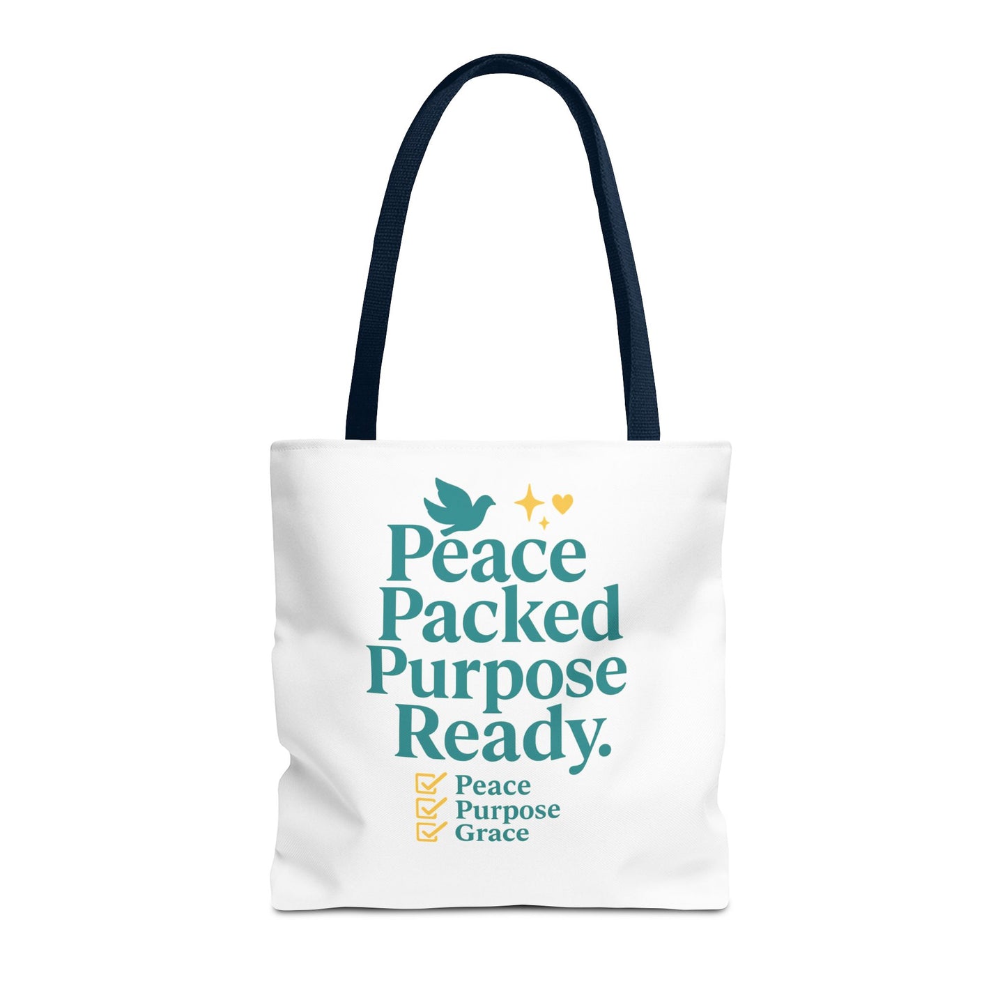 Motivational Tote Bag - Peace Packed Purpose Ready, Inspirational Eco-Friendly Bag, Gift for Friends, Stylish Everyday Use, Shopping, Gym