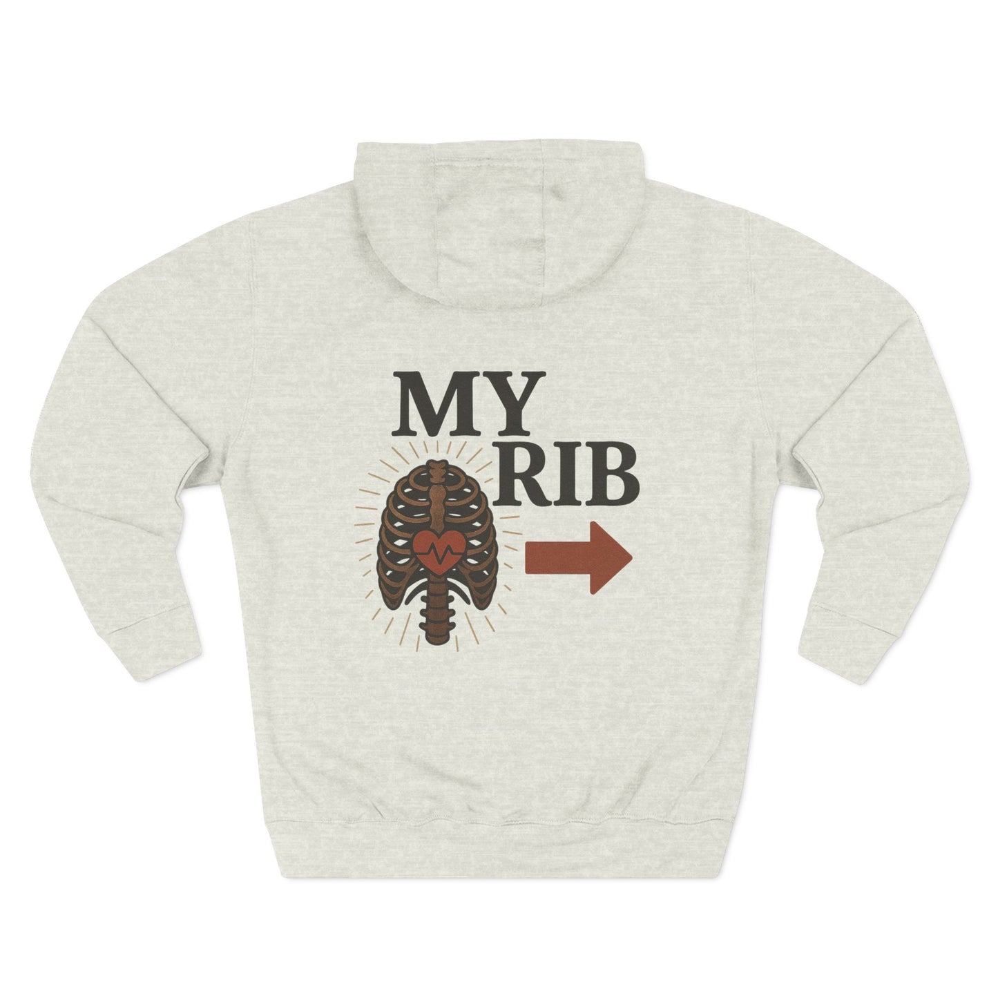 Heartfelt Rib Graphic Hoodie for Couples, Valentine's Day Gift, Matching Sweatshirt, Cozy Fleece, Romantic Style