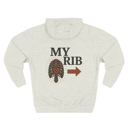 Heartfelt Rib Graphic Hoodie for Couples, Valentine's Day Gift, Matching Sweatshirt, Cozy Fleece, Romantic Style