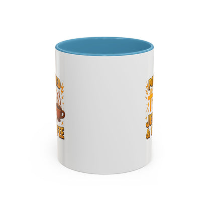 Coffee Lover's Accent Mug - Powered by Jesus & Coffee, Inspirational Drinkware, Christian Gift, Coffee Enthusiast, Religious Mug, [...]