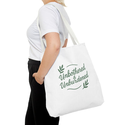 Unbothered & Unburdened Tote Bag, Everyday Tote, Eco-Friendly Bag, Gift for Her, Stylish Shopping Bag, Motivational Tote