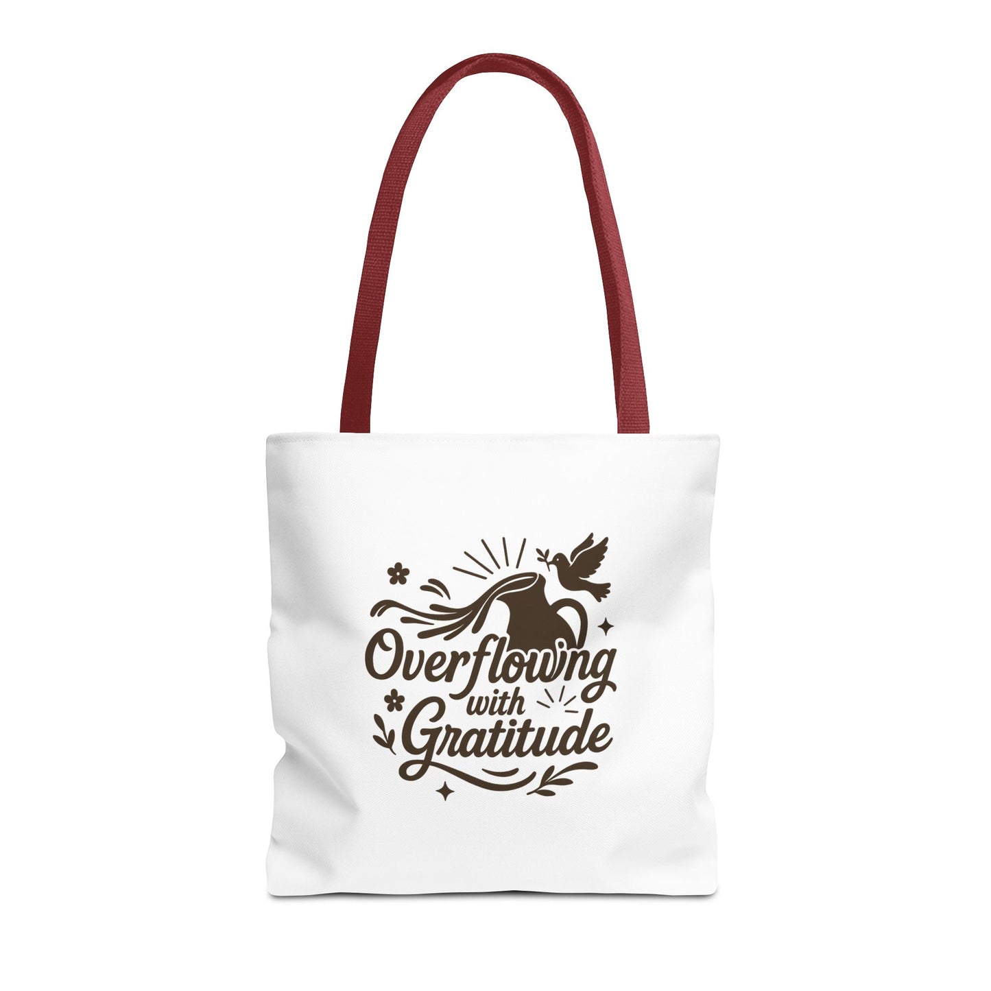 Overflowing with Gratitude Tote Bag - Eco-Friendly, Reusable Shopping Bag, Gift for Friends, Thank You Gift, Inspirational Design