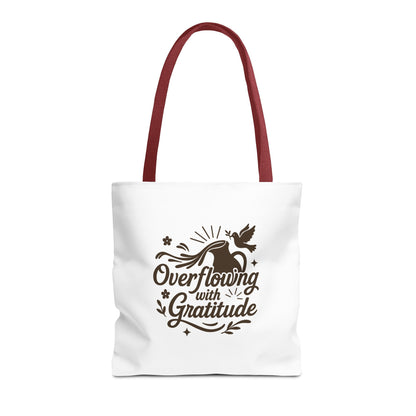 Overflowing with Gratitude Tote Bag - Eco-Friendly, Reusable Shopping Bag, Gift for Friends, Thank You Gift, Inspirational Design
