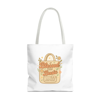Blessed Not Basic Tote Bag, Trendy Eco-Friendly Canvas