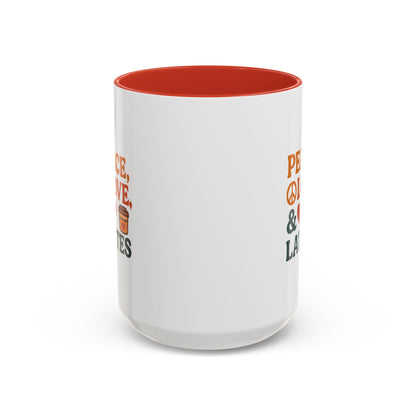 Peace, Love & Lattes Coffee Mug | Accent Mug for Coffee Lovers | Gift for Baristas, Friends, Home Decor, Kitchen Essentials