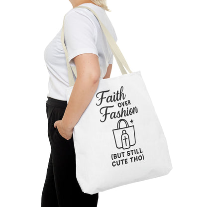 Faith Over Fashion Tote Bag - Stylish Everyday Carry, Eco-Friendly Shopping Bag, Gift for Fashion Lovers, Christian Tote, Positive Vibes