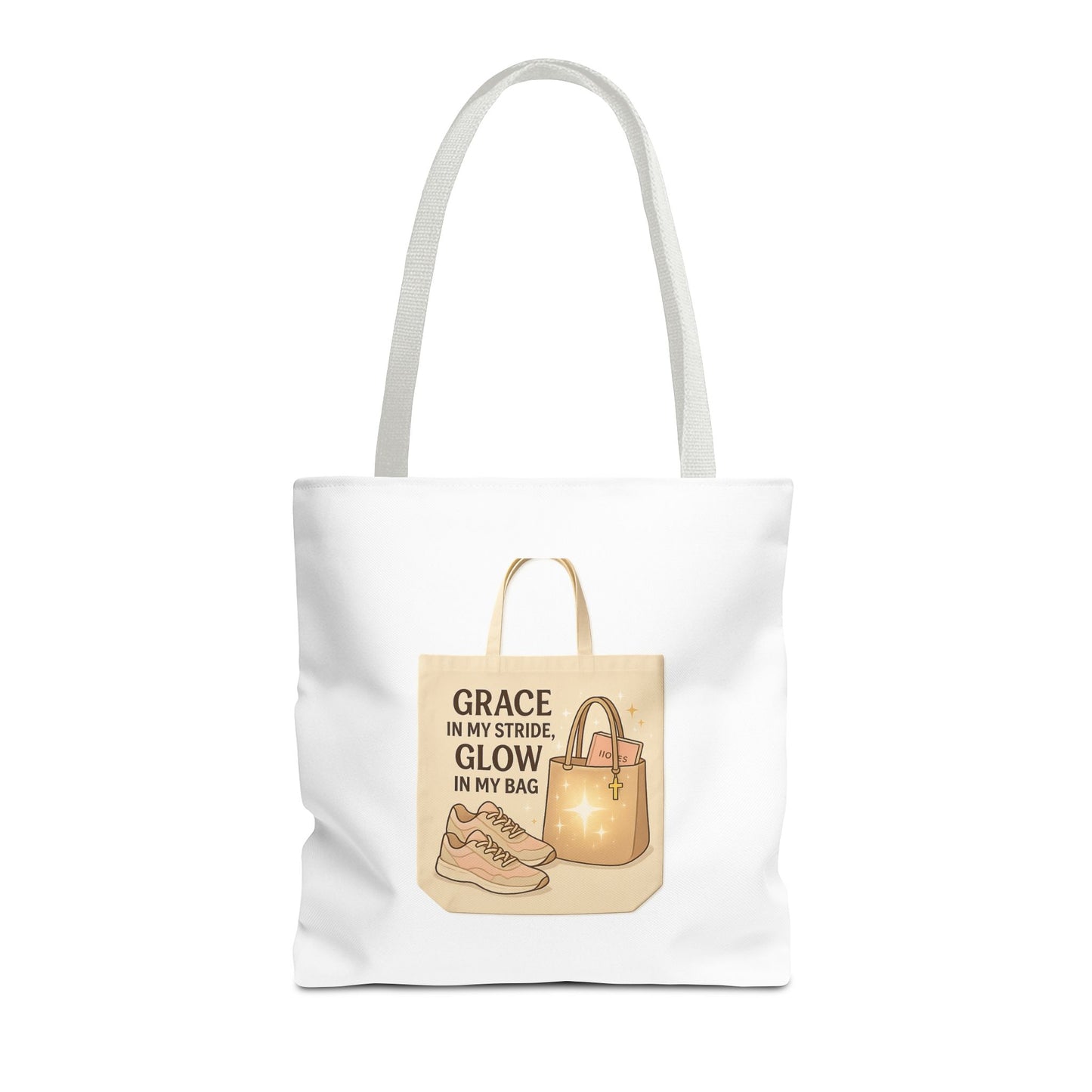Chic Inspirational Tote Bag, Grace in My Stride Glow in My Bag, Motivational Gift, Daily Use, Eco-Friendly Shopping Bag, Trendy Handbag