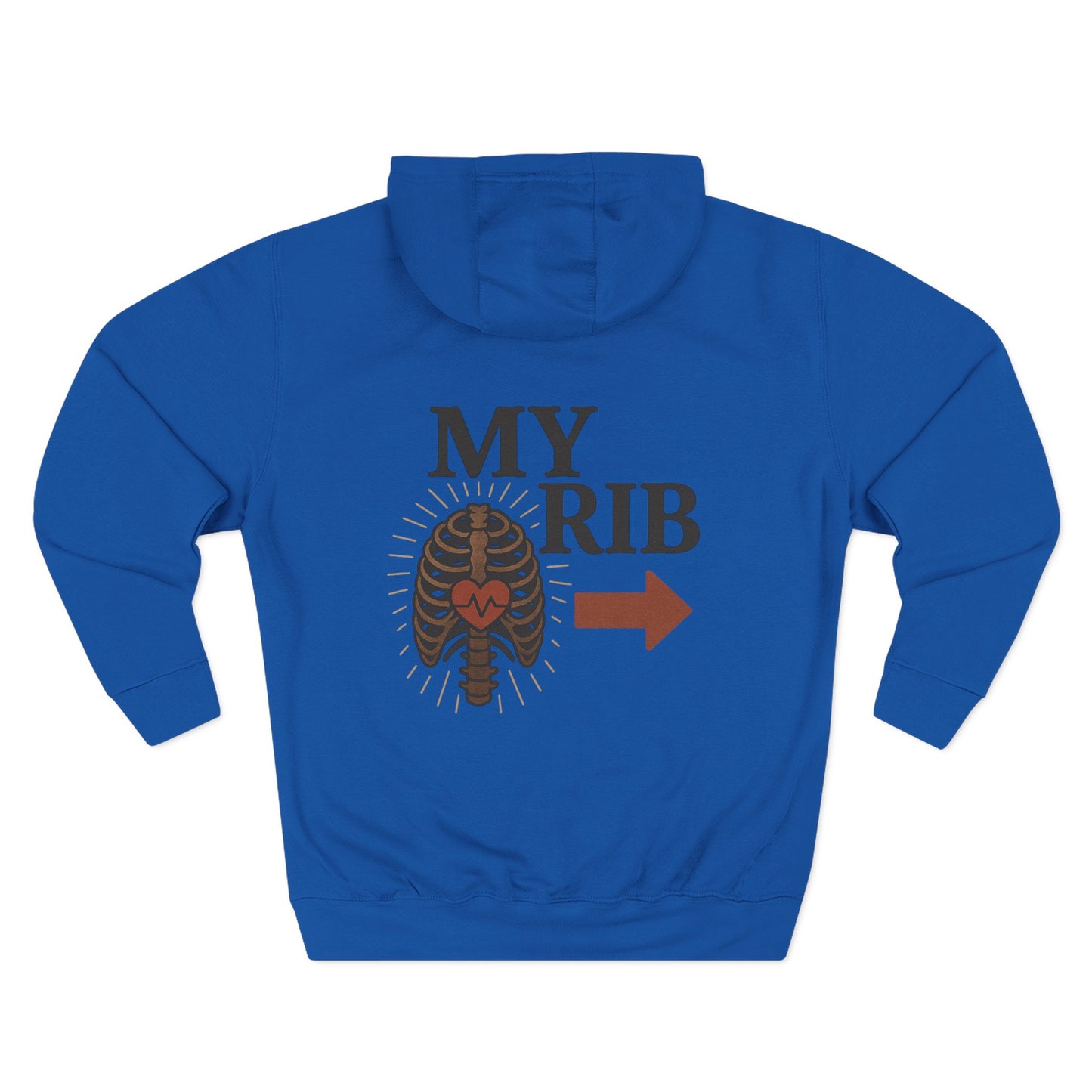Heartfelt Rib Graphic Hoodie for Couples, Valentine's Day Gift, Matching Sweatshirt, Cozy Fleece, Romantic Style