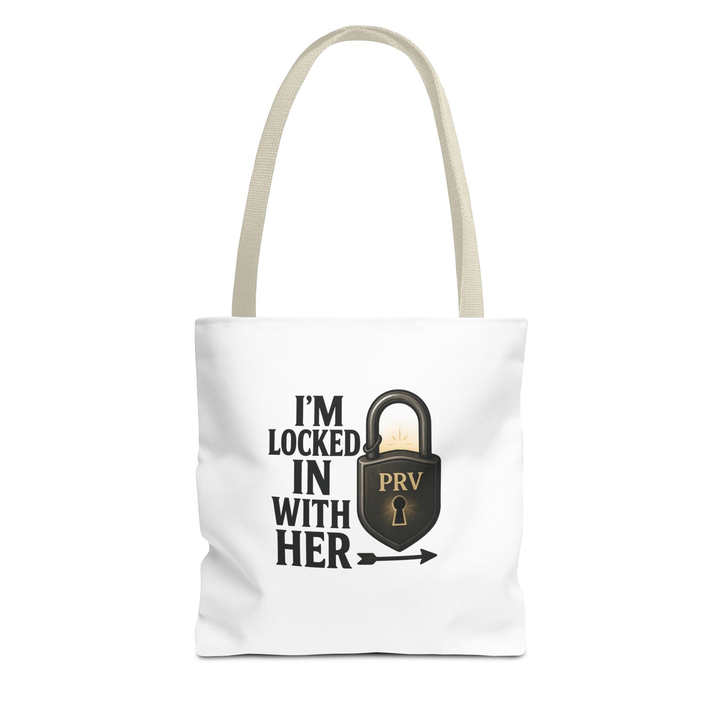 Locked In With Her Tote Bag, Funny Gift for Couples, Personalized Shopping Tote, Everyday Carryall, Unique Friendship Present