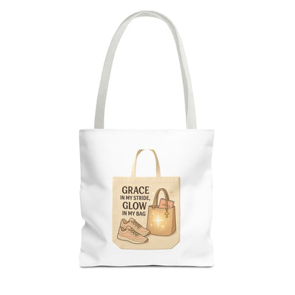 Chic Inspirational Tote Bag, Grace in My Stride Glow in My Bag, Motivational Gift, Daily Use, Eco-Friendly Shopping Bag, Trendy Handbag
