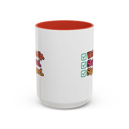 Woke Up Slayed Sipped Coffee Mug, Motivational Mug Gift, Fun Coffee Cup, Inspirational Office Mug, Morning Routine Mug