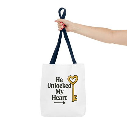 Heart Unlocking Quote Tote Bag, Valentine's Gift, Love Theme, Stylish Shoulder Bag, Perfect for Everyday Use, Cute Fashion Accessory