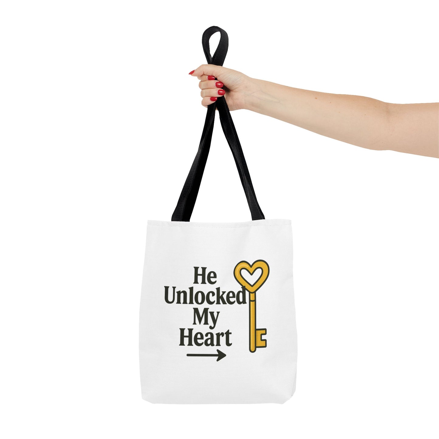 Heart Unlocking Quote Tote Bag, Valentine's Gift, Love Theme, Stylish Shoulder Bag, Perfect for Everyday Use, Cute Fashion Accessory