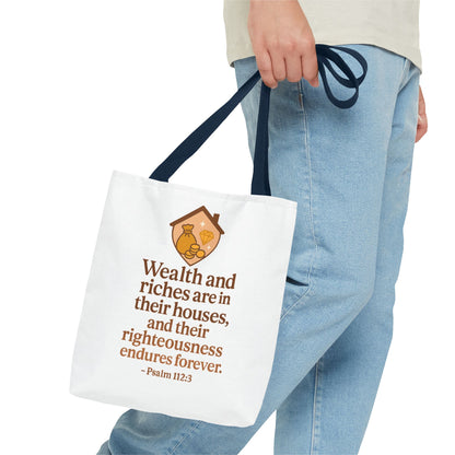 Inspirational Tote Bag with Psalm 112:3 Quote, Motivational Gift, Reusable Shopping Bag, Bible Verse Tote, Religious Accessory, [...]