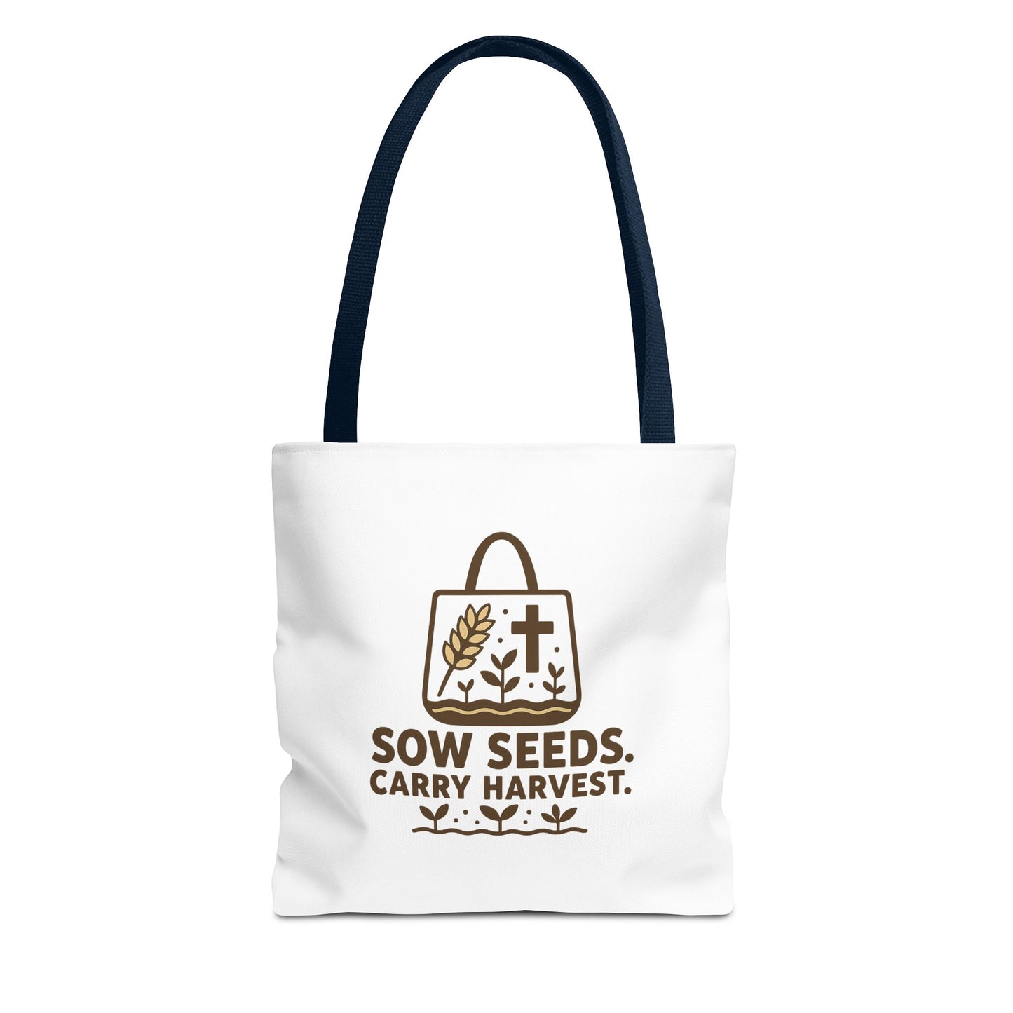 Inspirational Tote Bag - "Sow Seeds. Carry Harvest." - Eco-Friendly, Beach Bag, Gift for Gardeners, Reusable Shopping, Faith Journey