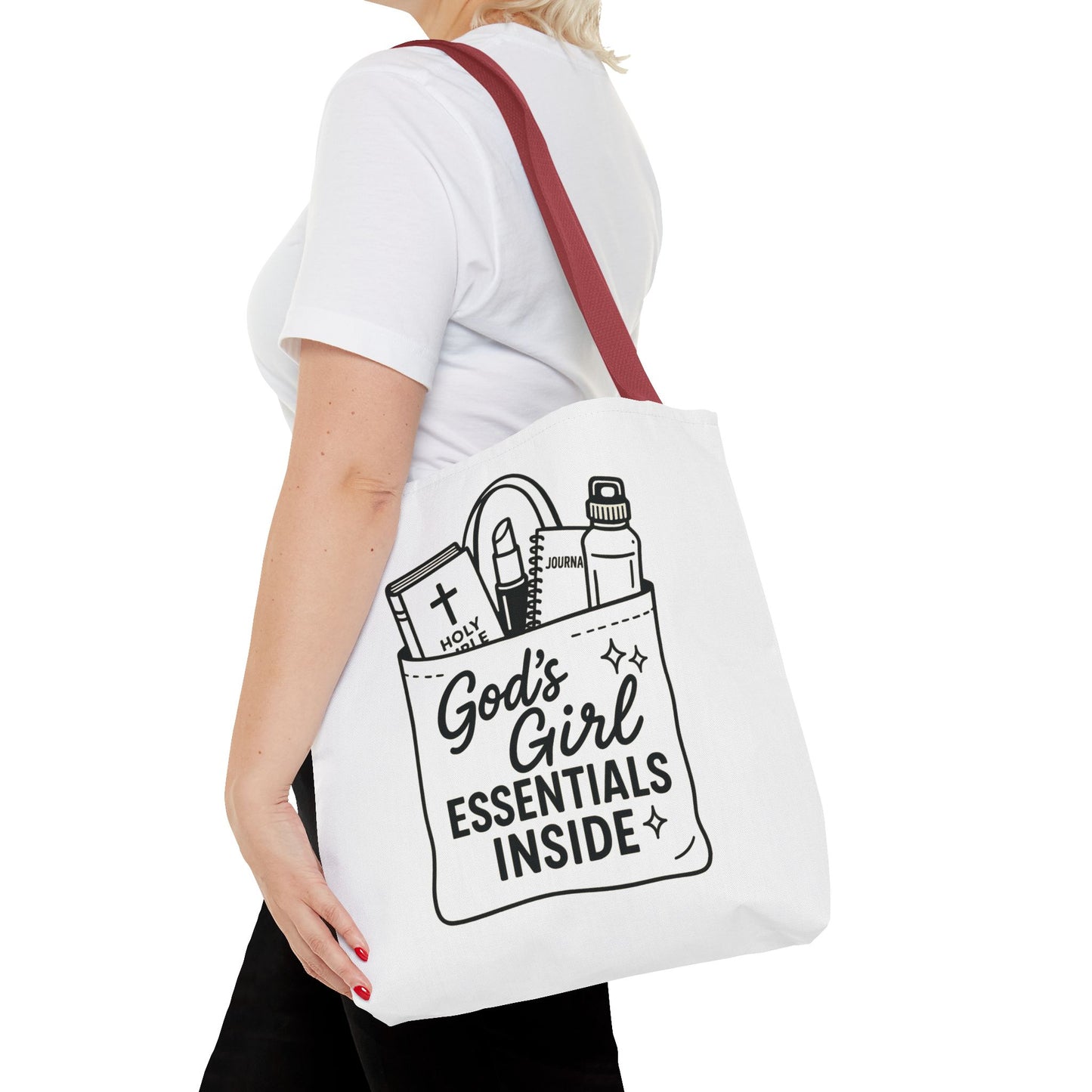 God's Girl Essentials Tote Bag | Motivational Bag for Women, Christian Gifts, Spiritual Tote, Everyday Purse, Faith-Inspired Accessory