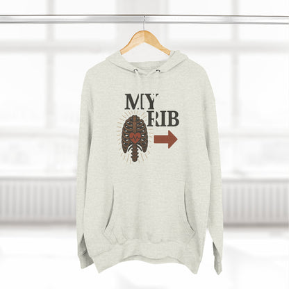 Heartfelt Rib Graphic Hoodie for Couples, Valentine's Day Gift, Matching Sweatshirt, Cozy Fleece, Romantic Style