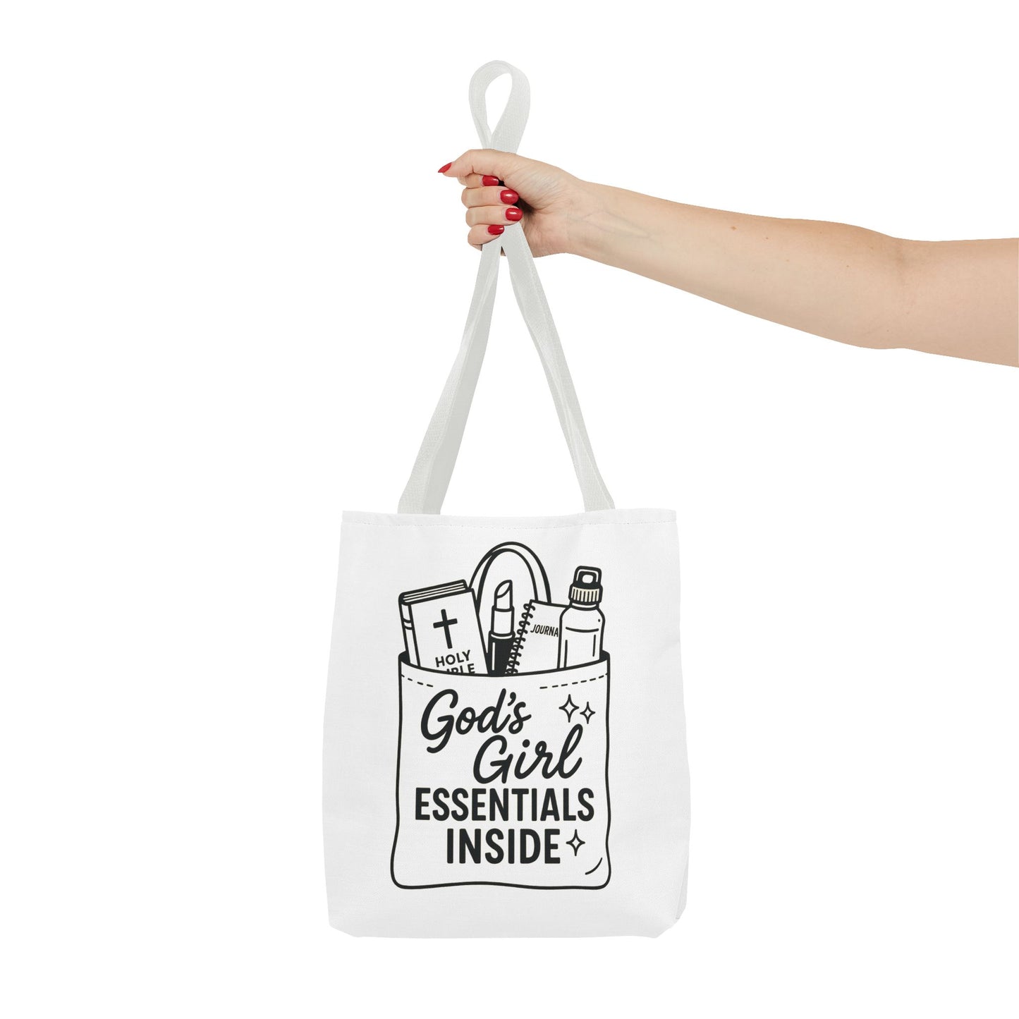 God's Girl Essentials Tote Bag | Motivational Bag for Women, Christian Gifts, Spiritual Tote, Everyday Purse, Faith-Inspired Accessory