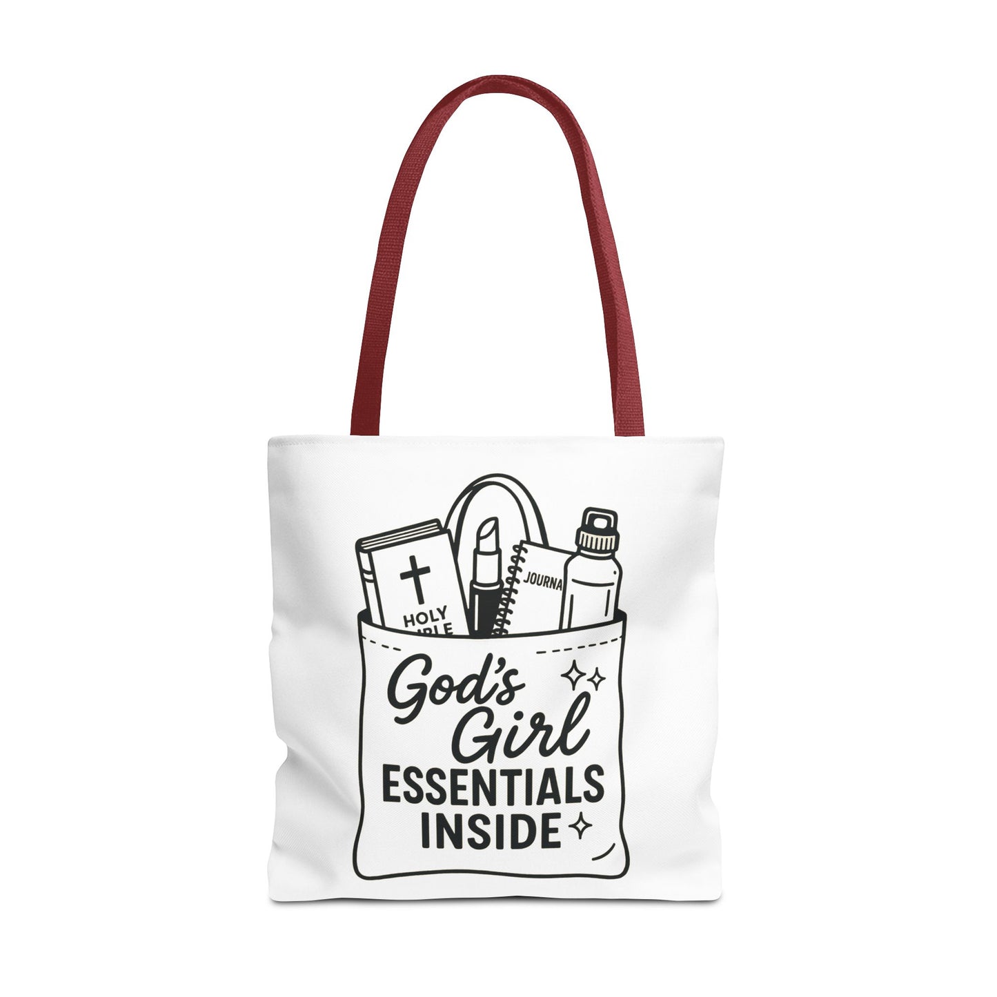 God's Girl Essentials Tote Bag | Motivational Bag for Women, Christian Gifts, Spiritual Tote, Everyday Purse, Faith-Inspired Accessory