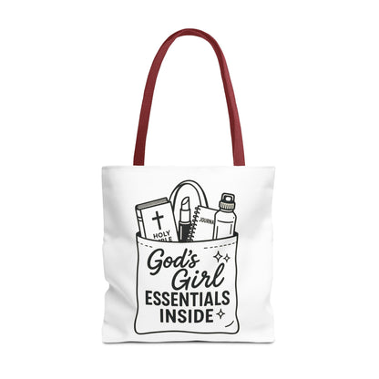 God's Girl Essentials Tote Bag | Motivational Bag for Women, Christian Gifts, Spiritual Tote, Everyday Purse, Faith-Inspired Accessory